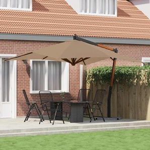 Ampelschirm mit Holz-Mast 400x300 cm Taupe