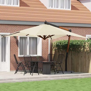 Ampelschirm mit Holzmast 400x300 cm Sandweiß