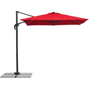 Ampelschirm SCHNEIDER SCHIRME Rhodos Junior Standschirme rot Sonnenschirme ØxH: 230x230 cm, AluPolyester, inkl. PlattenständerSchutzhülle