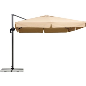 Ampelschirm SCHNEIDER SCHIRME Rhodos Standschirme beige (natur) Sonnenschirme mit Schutzhülle und Schirmständer, ohne Wegeplatten