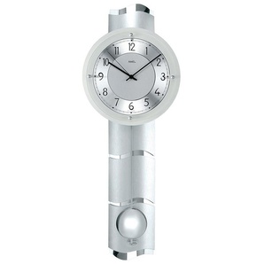 AMS Funk-Pendelwanduhr F5215 (mit diamantgedrehtem Aluminiumzifferblatt)