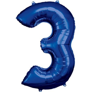 Amscan Folienballon Zahl 3 blau 58 cm x 86 cm GLO660706270