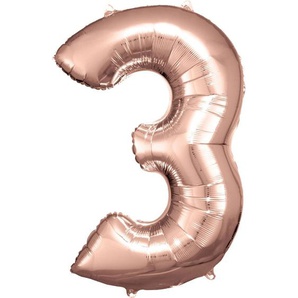 Amscan Folienballon Zahl 3 rosegold 58 cm x 86 cm GLO660706273