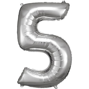 Amscan Folienballon Zahl 5 silber 57 cm x 86 cm GLO660706285
