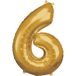Amscan Folienballon Zahl 6 gold 60 cm x 86 cm GLO660706312