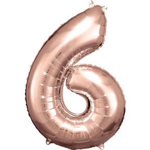 Amscan Folienballon Zahl 6 rosegold 60 cm x 86 cm GLO660706314