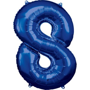 Amscan Folienballon Zahl 8 blau 57 cm x 86 cm GLO660706321