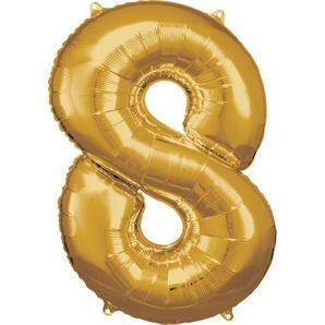 Amscan Folienballon Zahl 8 gold 57 cm x 86 cm GLO660706322