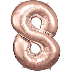Amscan Folienballon Zahl 8 rosegold 57 cm x 86 cm GLO660706324