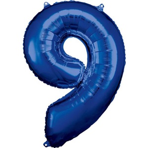 Amscan Folienballon Zahl 9 blau 60 cm x 86 cm GLO660706326