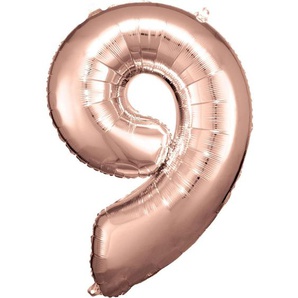 Amscan Folienballon Zahl 9 rosegold 60 cm x 86 cm GLO660706329