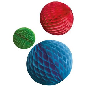 Amscan Wabenball-Dekorationen Bright Rainbow Papier, 3 Stück, 14 cm/18 cm/22 cm GLO660706401