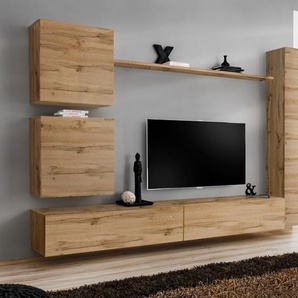 Anbauwand Wohnwand Wohnzimmer Schrankwand SWITCH VIII Wotan Hochglanz Push-Click