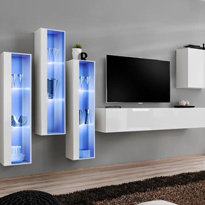 Anbauwand Wohnwand Wohnzimmer Schrankwand SWITCH XIII Hochglanz Push Click LED