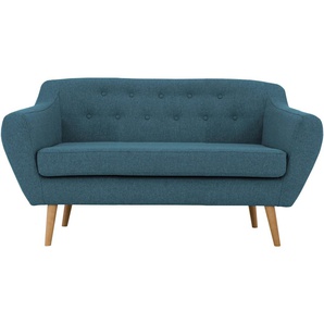 2-Sitzer ANDAS Renne Sofas Gr. B/H/T: 128 cm x 78 cm x 73 cm, Struktur, blau (petrol) 2-Sitzer Sofas mit Heftung im Rücken skandinavischem Stil