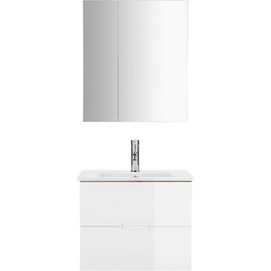 andas Badmöbel-Set Lund Badmöbel Set Badschrank Badezimmerset, (Komplett-Set), Spiegelschrank, Waschtisch und Waschbecken Breite 60cm