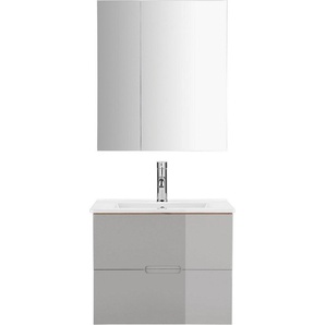 welltime Badmöbel-Set Lund Badmöbel Set Badschrank Badezimmerset, (Komplett-Set), Spiegelschrank, Waschtisch und Waschbecken Breite 60cm