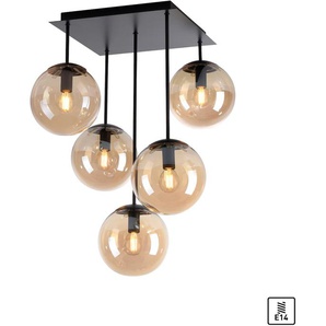 ANDAS Deckenleuchte Nymölla, schwarz, glas amberfarben, Ø 16,00cm H: 58,50cm, Lampen, Deckenlampe mit großen Glaskugeln, amberfarben oder opal matt weiß, LED Deckenleuchte