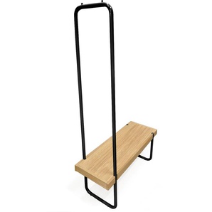 Garderobenständer ANDAS schwarz Ständer, Halterungen Haken im skandinavian Design, Holzfurnier aus Eiche