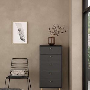 andas Highboard Bodo, Hochkommode, Aufbewahrung, Stauraum, mit 5 Schubladen, Beine und Griffe aus Echtholz, Breite 50 cm