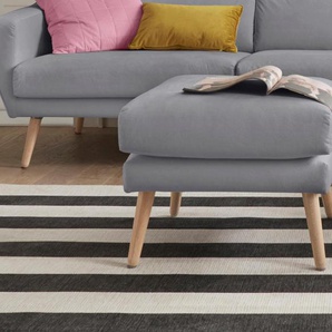 Hocker ANDAS Bille Gr. B/H/T: 58 cm x 45 cm x 58 cm, Luxus-Microfaser weich, grau (hellgrau) Sitzhocker Hocker mit Eiche-Beinen, Design by Morten Georgsen