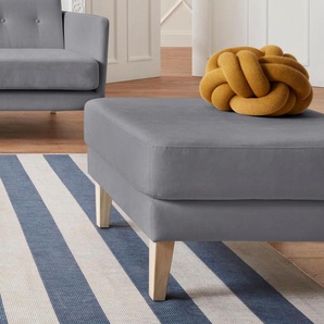 Hocker ANDAS Raadal Gr. B/H/T: 71 cm x 43 cm x 61 cm, Luxus-Microfaser weich, Füße aus FSC-zertifiziertem Massivholz, grau (hellgrau) Polsterhocker Sitzhocker Hocker Design by Morten Georgsen