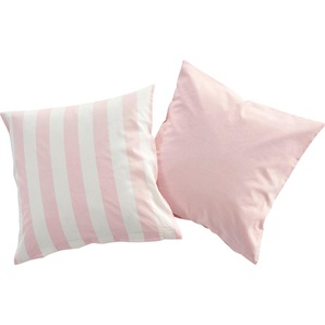 Kissenbezug ANDAS Greta Kissenbezüge Gr. B/L: 40 cm x 40 cm, 2 St., Renforcé, rosa Kissenbezüge gemustert Kissenhülle mit Wendeoptik, OEKO-TEX und Made in Green zertifiziert