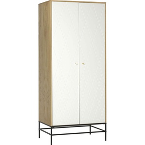 Kleiderschrank ANDAS MIA Schränke Gr. B/H/T: 80 cm x 190 cm x 55 cm, 2 St., Komplettausführung, weiß Baby Kinderkleiderschrank Kinderschränke Fräsungen in den Fronten, goldene Griffe