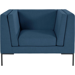 Sessel ANDAS Frode Gr. Flachgewebe, B/H/T: 119 cm x 82 cm x 97 cm, blau Einzelsessel Lounge-Sessel Lounge-Gartenmöbel mit eleganten Metallfüßen