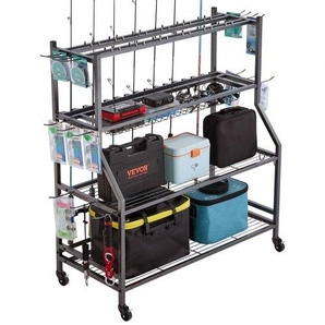 Angelrutenhalter für 15 Angelruten, rollbarer Rutenständer aus legierter Stahl für die Organisation und Lagerung, platzsparende Bodenständer Angelausrüstung, Geschenke für Angelfreunde ZLKYLZYCWJ15T68DS001V0