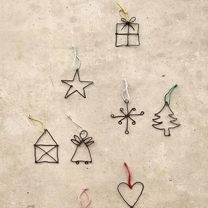Anhänger Kleine Weihnachtsgrüße Good old friends Draht grau, Designer Sarah Baumann, 7.5x7x0.3 cm