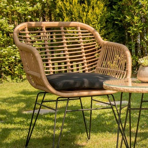 animal-design Gartenstuhl LIVING Loungesessel Polyrattan Balkon Terrasse inkl. Sitzkissen Gartenmöbel