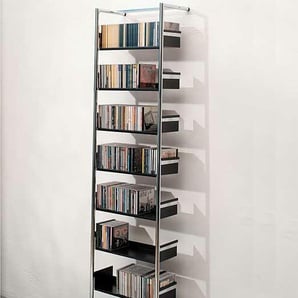 Anlehnregal CD-Pool Mox Tablare schwarz grau, Designer André Zingg, 183x42x23 cm