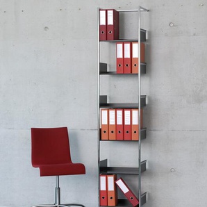 Anlehnregal Pool Mox Tablare schwarz, Designer André Zingg, 220x42x36 cm