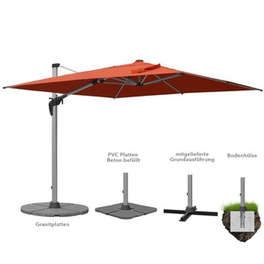 anndora Alu Ampelschirm 3x 3m terracotta orange - inklusive Ständerkreuz ohne Gewichte - Kurbelmechanismus - 8 Streben - nur Metallkreuz | Terracotta Rot MYT-3030701