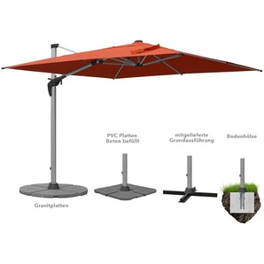 anndora Ampelschirm 3x4 m – 12m² Sonnenschutz – drehbar & schwenkbar - nur Metallkreuz | Terracotta Rot MYT-3040701