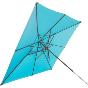 anndora Sonnenschirm mit Holz 4x4m eckig grün Himmelblau- Winddach - UV-Schutz - Quadratischer Marktschirm mit Holz - Stoff waschbar - Himmelblau 404018