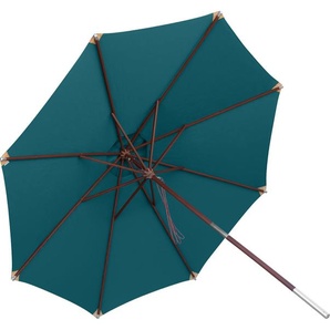 anndora Sonnenschirm mit Holz - Stoff Olefin 3m rund Petrol Grün Winddach UV-Schutz - Olefin | Petrol ST-O30009