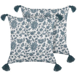 Antwanne Floral White/Blue Square Scatter Cushion Kissen mit Füllung