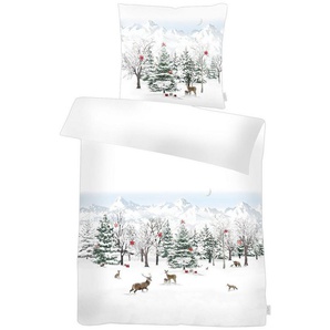 APELT Bettwäsche Anton Flanell, Feinflanell, 2 teilig, Winterlandschaft