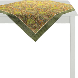 Mitteldecke APELT 2916 Indian Summer Tischdecken Gr. B/L: 130 cm x 130 cm, 1 St., quadratisch, braun (braun, grün) Mitteldecken