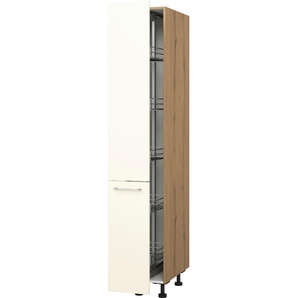 Apothekerschrank EXPRESS KÜCHEN Trea SVAV30-195 Schränke Gr. B/H/T: 30 cm x 195 cm x 56 cm, weiß (magnolie, eiche astig) Apothekerschränke inklusive 5 verstellbarer Drahtkörbe, Höhe 195 cm, Breite 30 cm