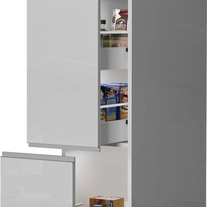 Apothekerschrank TECNOS Sole Schränke Gr. B/H/T: 30 cm x 165 cm x 60 cm, weiß (weiß, hochglanz, schiefer) Apothekerschränke Breite 30 cm, 2 Auszüge, 4 Fächer