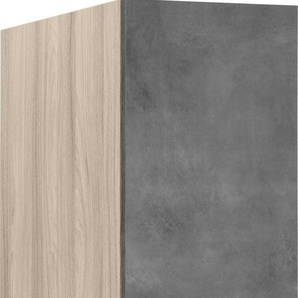 Apothekerschrank WIHO KÜCHEN Zell Schränke Gr. B/H/T: 30 cm x 200 cm x 57 cm, grau (front: betonfarben, korpus und arbeitsplatte: satin blackwood) Apothekerschränke