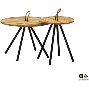 Apple Bee Elle Kaffeetisch 2er Set Aluminium/Teak