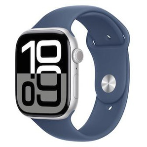 Apple Watch Series 10 GPS 46mm Aluminium Silber Sportarmband Denim - S/M MWWL3QF/A
