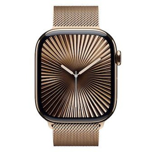 Apple Watch Series 10 LTE 46mm Gold Titangehäuse mit Gold Milanese Loop S/M MC7T4QF/A