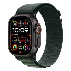 Apple Watch Ultra 2 LTE 49mm schwarzes Titan Gehäuse mit dunkelgrünem Alpin Armband - M MX4R3FD/A