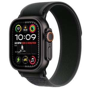 Apple Watch Ultra 2 LTE 49mm schwarzes Titan Gehäuse mit schwarzem Trail Armband - M/L MX4V3FD/A