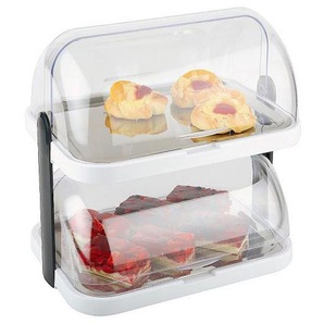 Buffet-Vitrine APS Servierplatten Gr. H/L: 44 cm x 44 cm, bunt (weiß, silberfarben) Lebensmittelaufbewahrung Küchenaufbewahrung Back- Kochhelfer Servierplatten inkl. 4 Kühlakkus